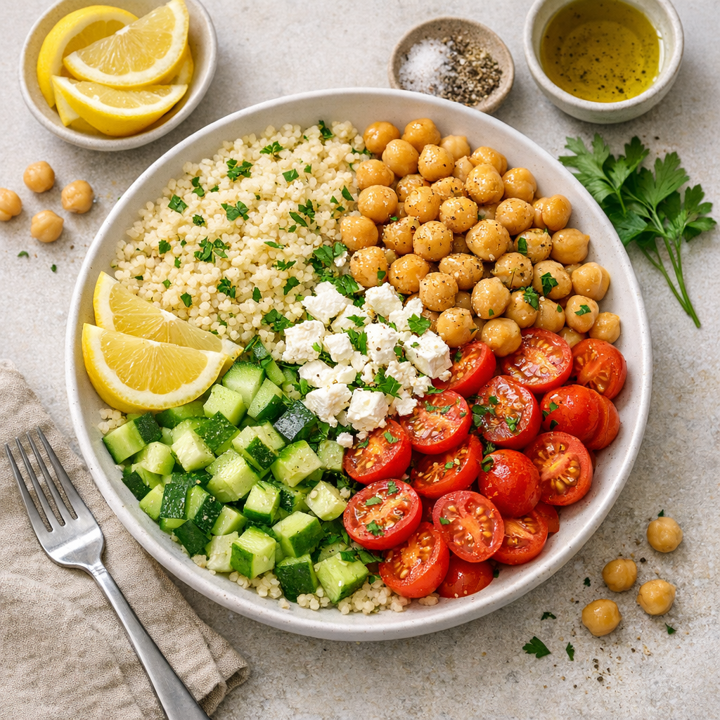 Lemon Chickpea Couscous Bowl
