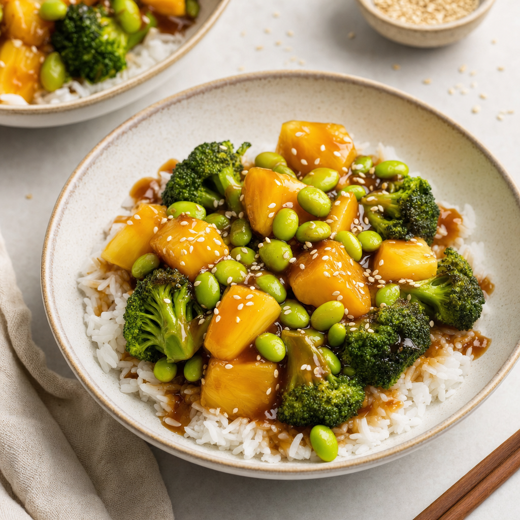 Teriyaki Edamame Pineapple Bowls