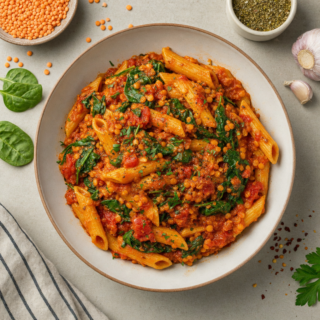 Creamy Lentil Tomato Pasta