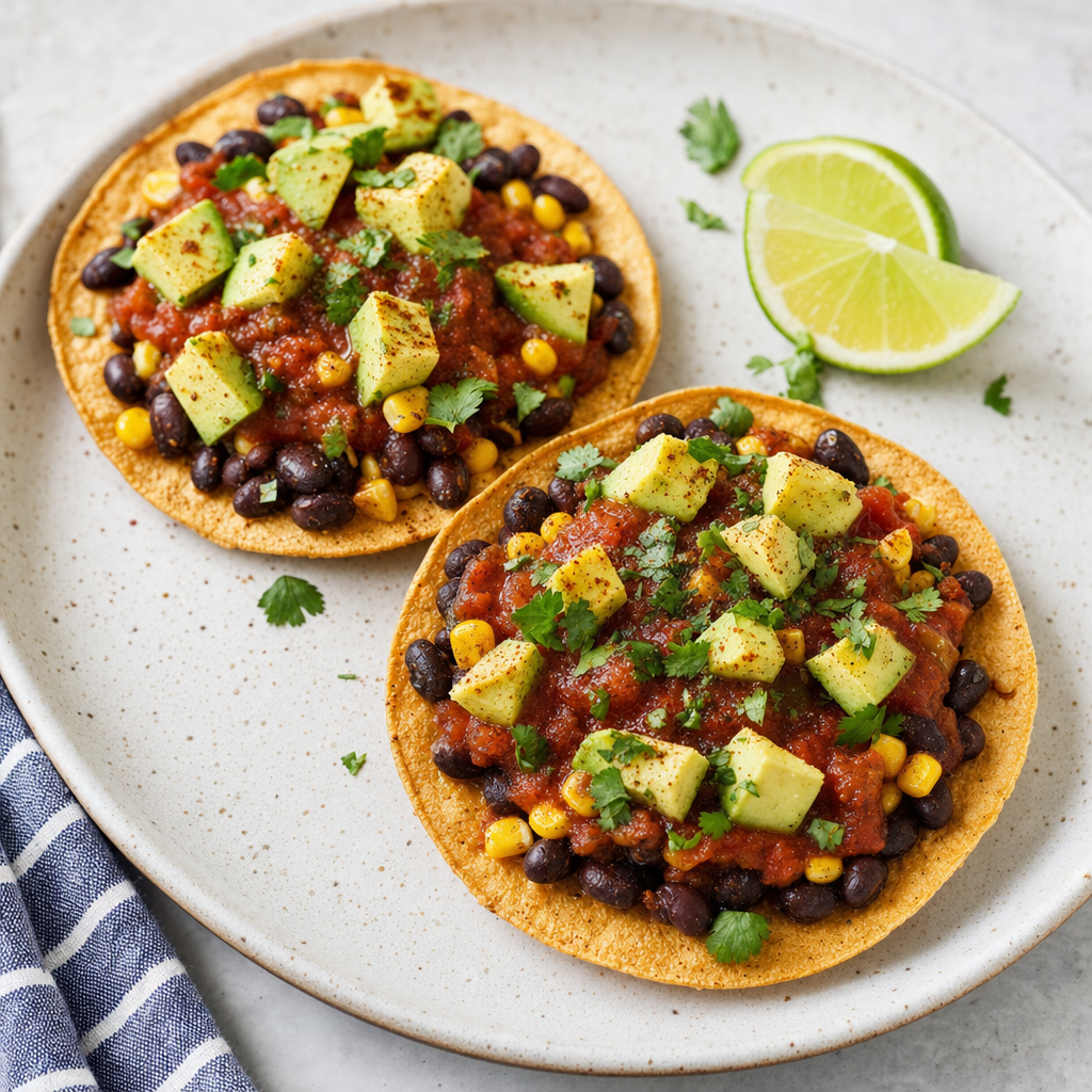 Smoky Bean Corn Tostadas