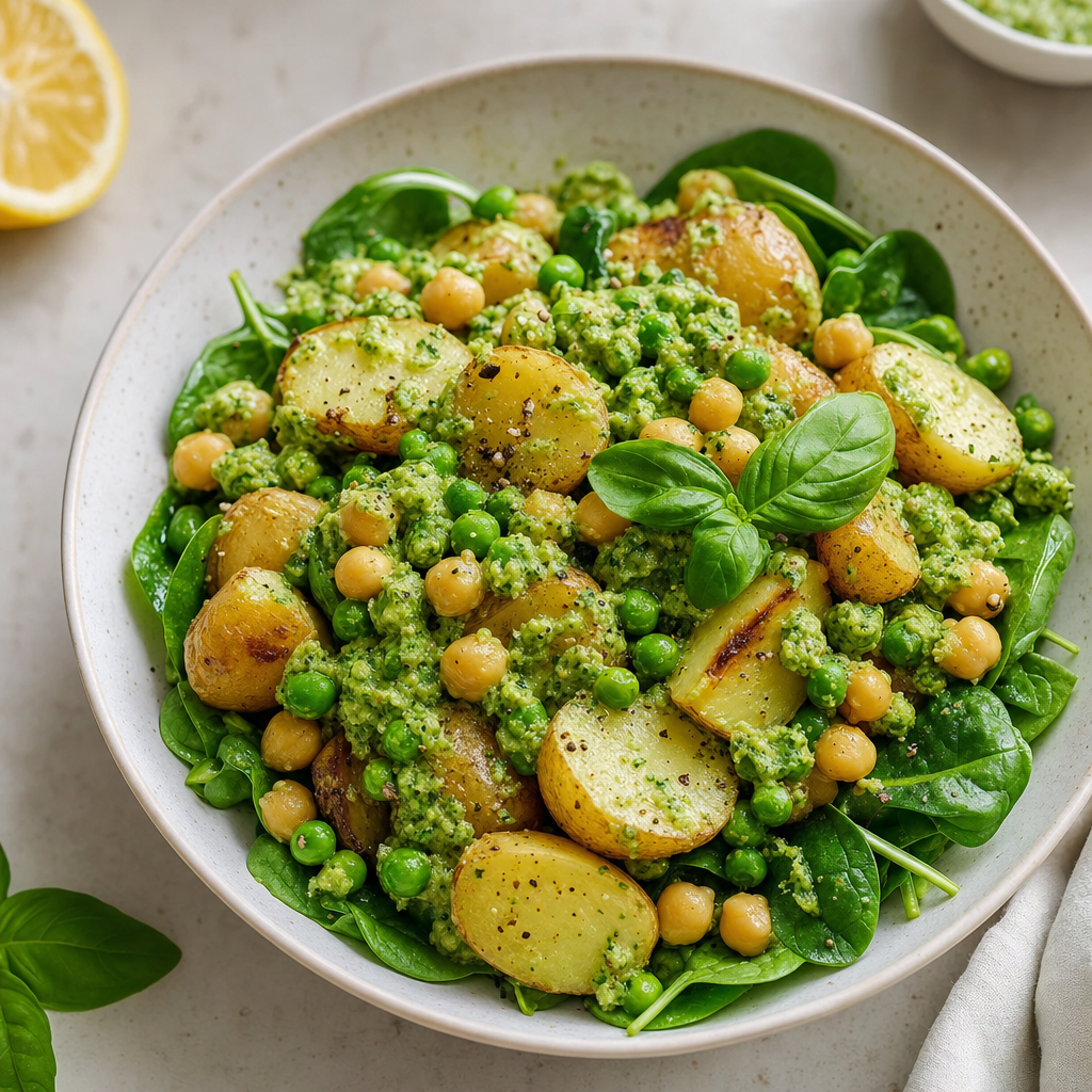 Creamy Pea Pesto Potato Bowls