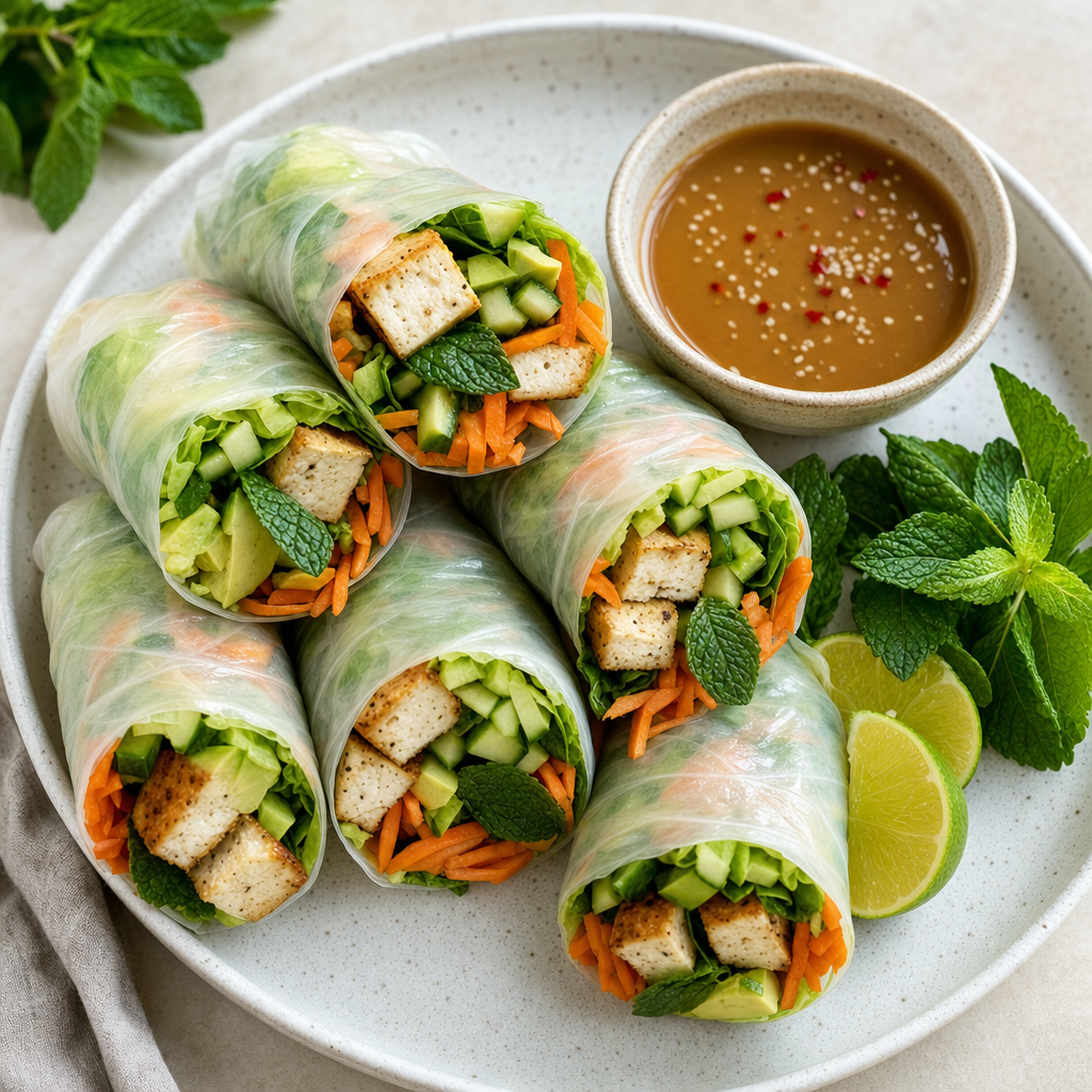 Baked Tofu Rice Paper Rolls