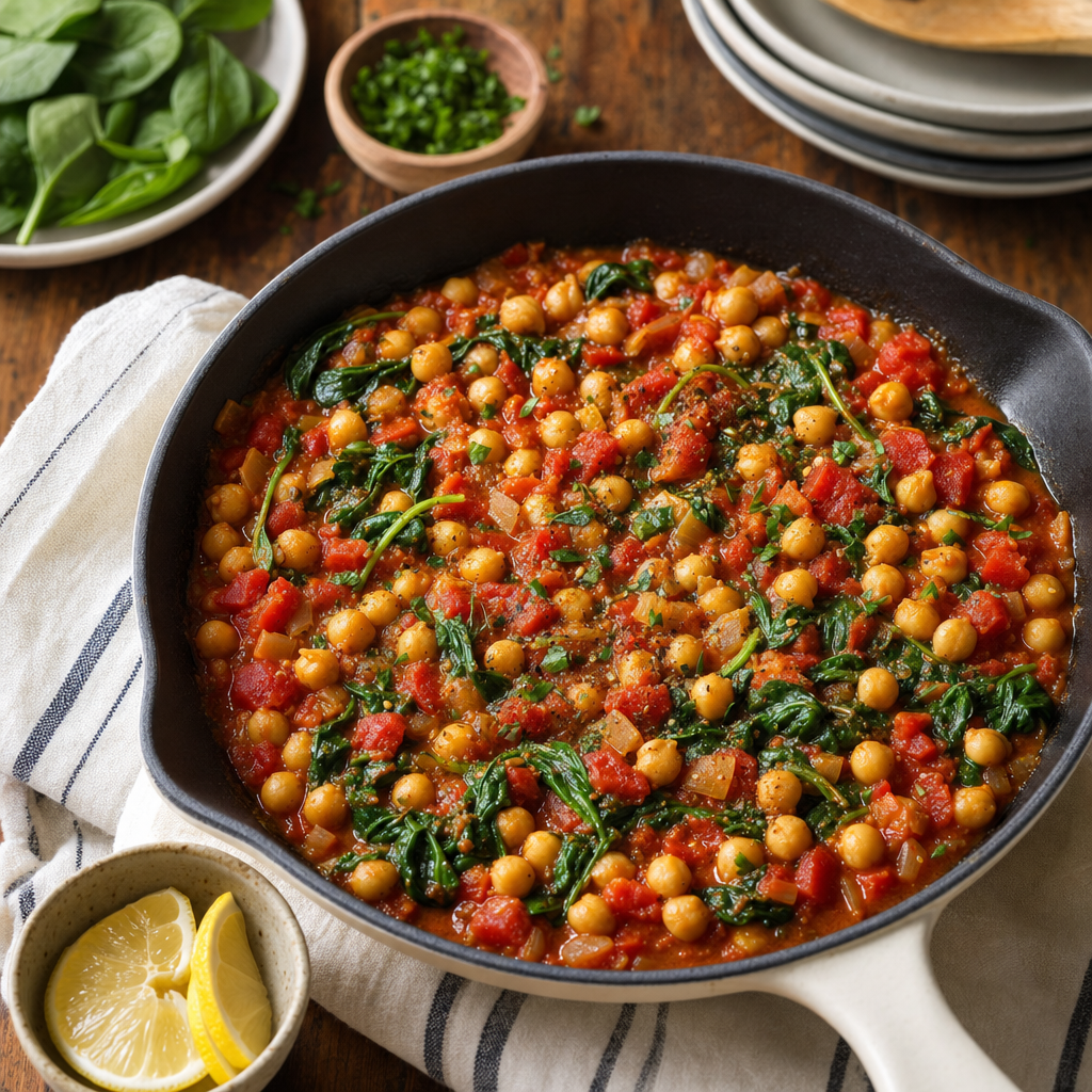Chickpea Spinach Tomato Skillet