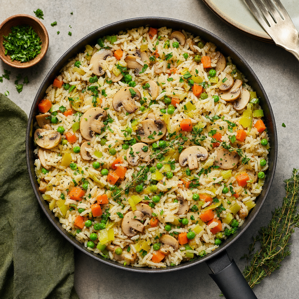 Leek Mushroom Garden Rice