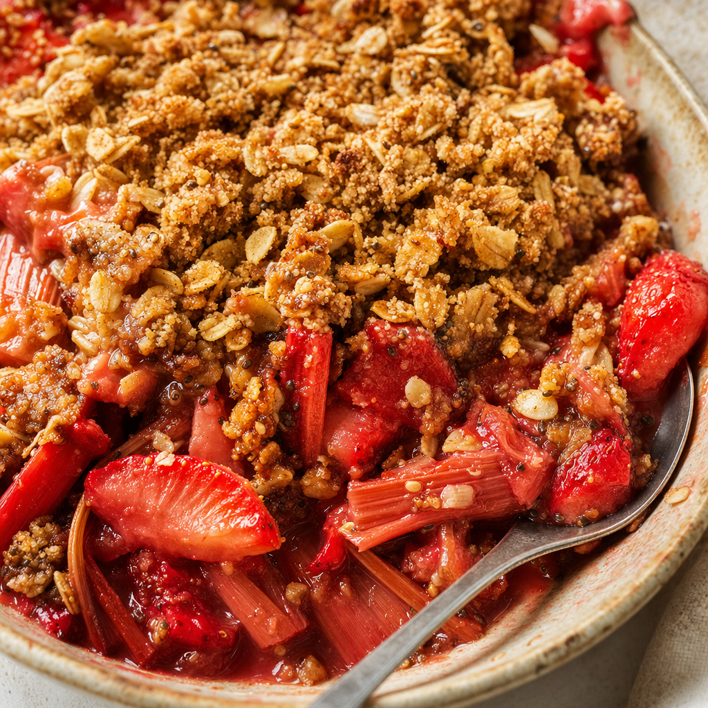 Rhubarb Strawberry Chia Crisp