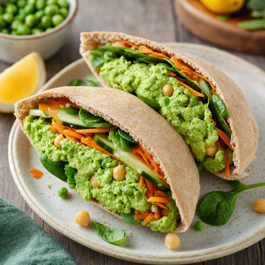 Spring Pea Hummus Pita Pockets