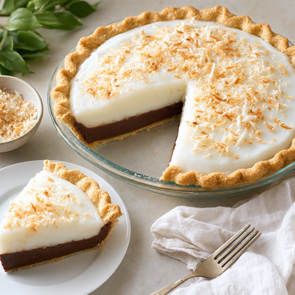 Hawaiian Chocolate Coconut Haupia Pie