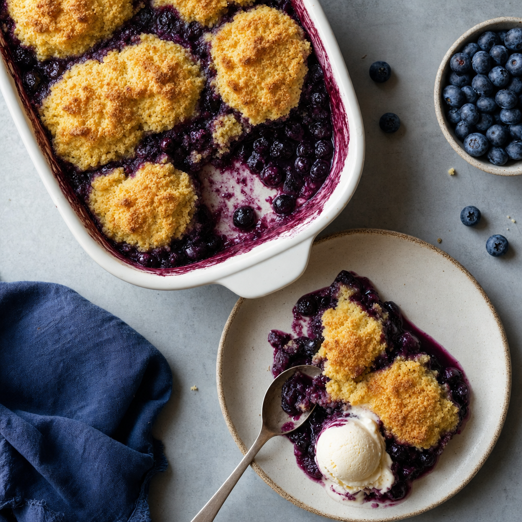 American Blueberry Cornmeal Biscuit Cobbler