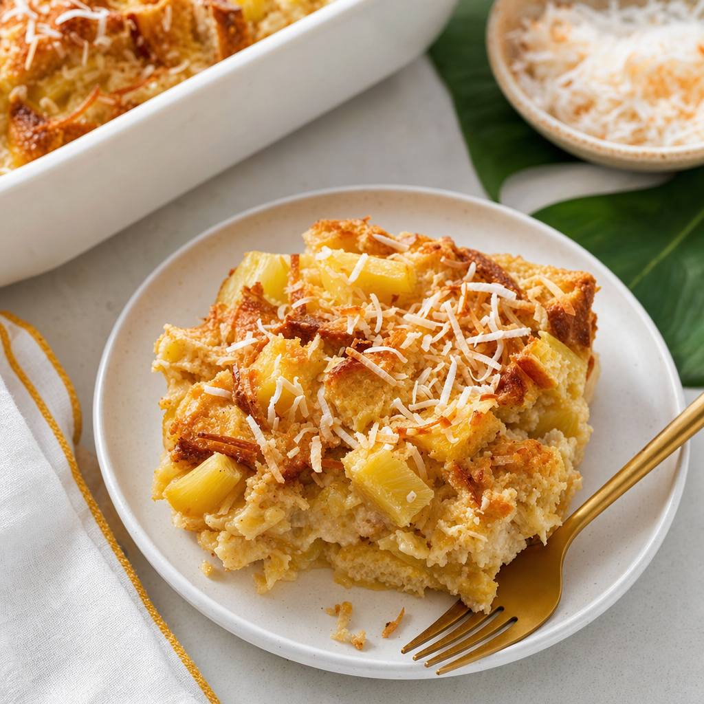 Hawaiian Pineapple Coconut Bread Pudding