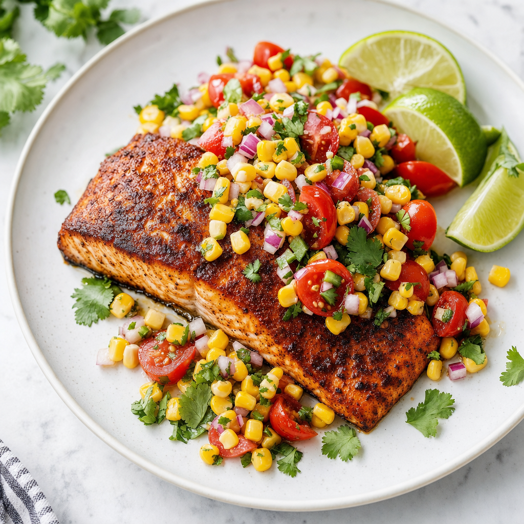 Blackened Salmon with Corn Salsa