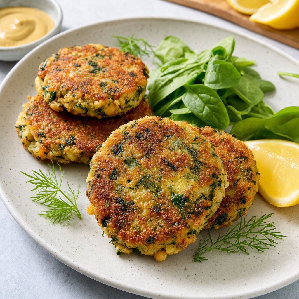 Crispy Chickpea Dill Cakes