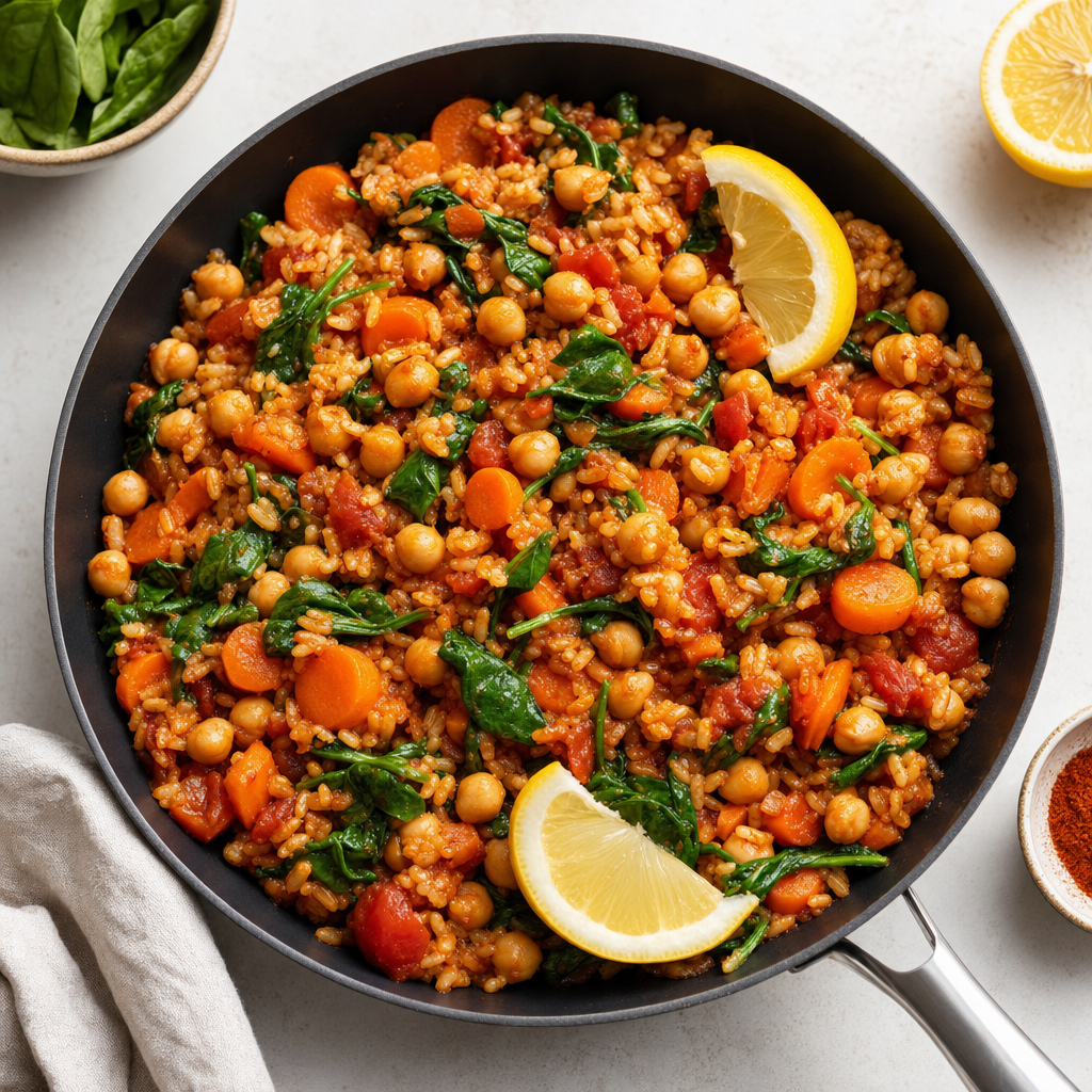 Smoky Chickpea Carrot Rice Skillet