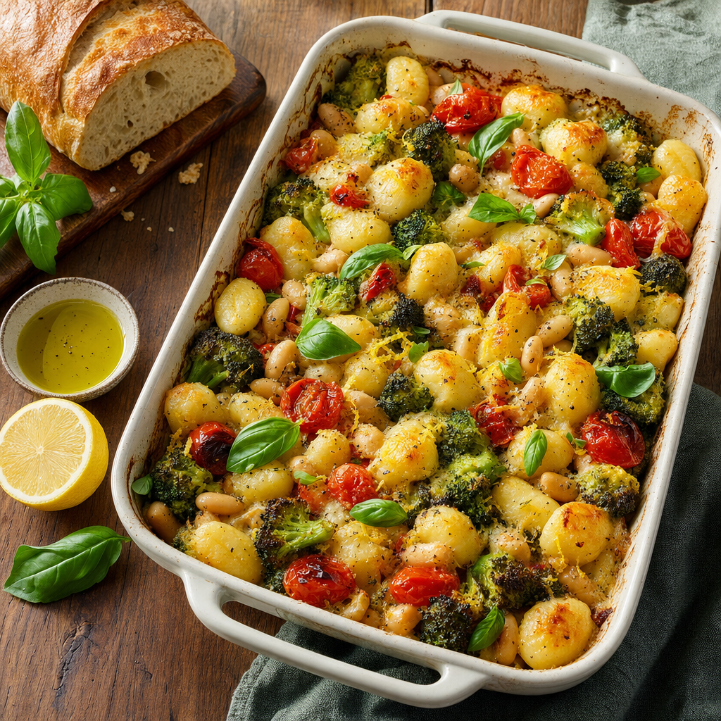 Gnocchi White Bean Broccoli Bake