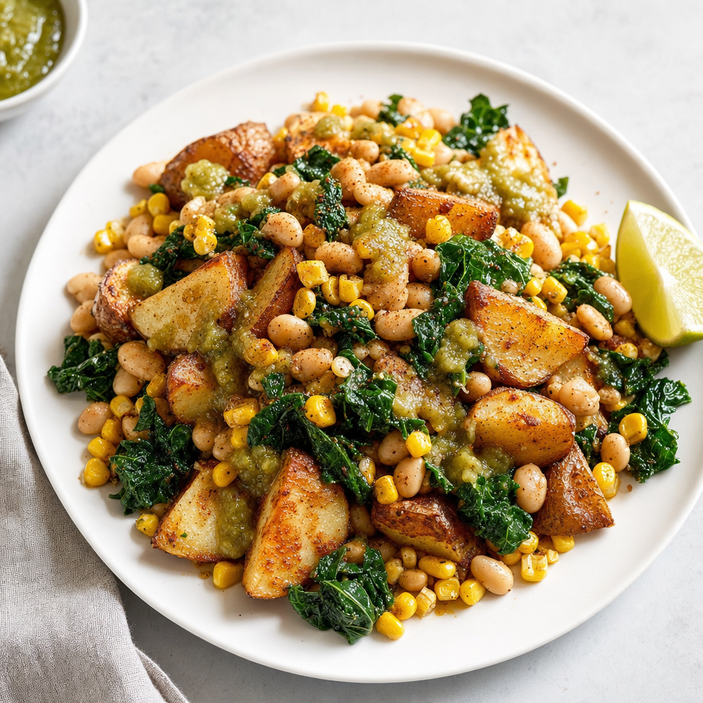 Salsa Verde Bean Corn Pan