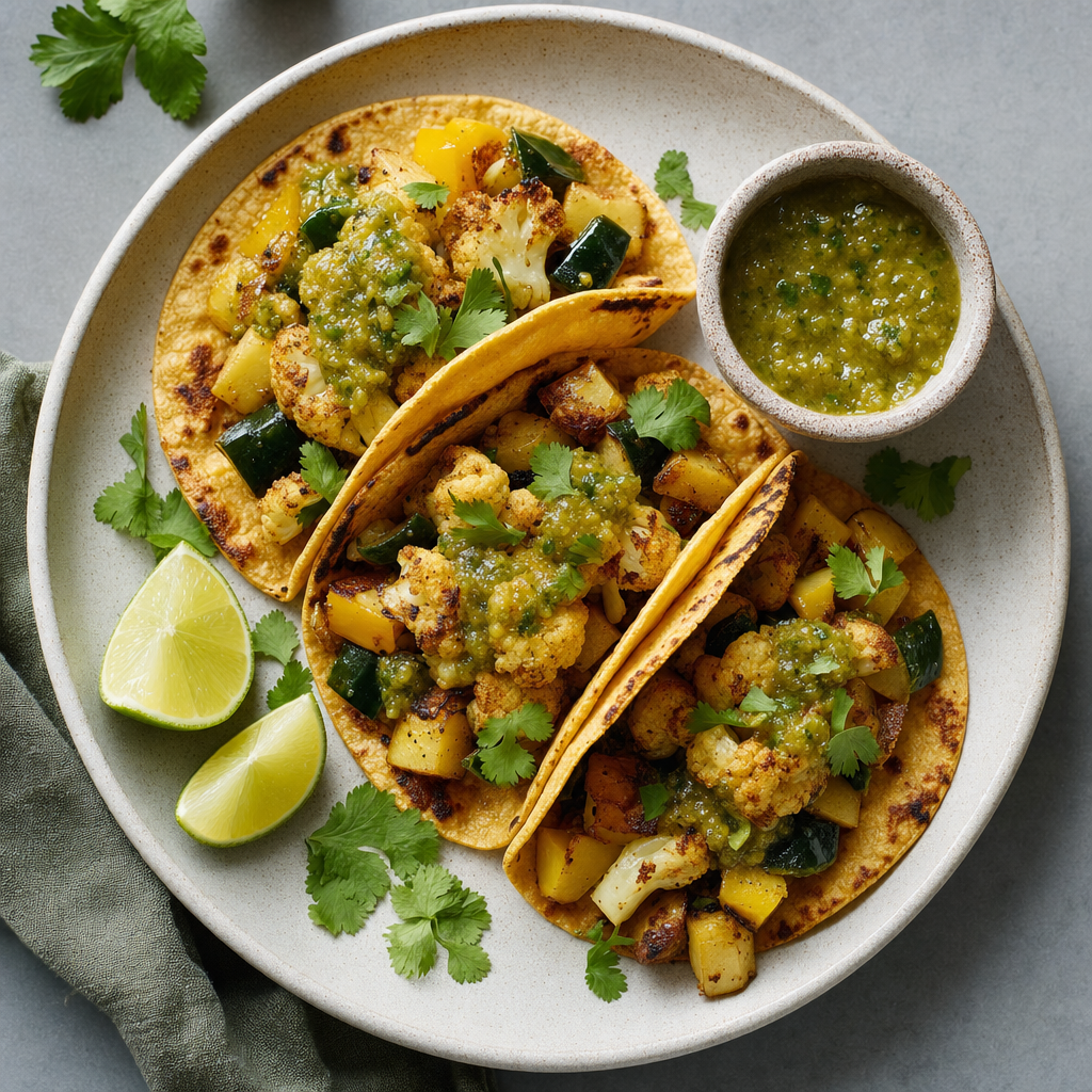 Salsa Verde Cauliflower Tacos