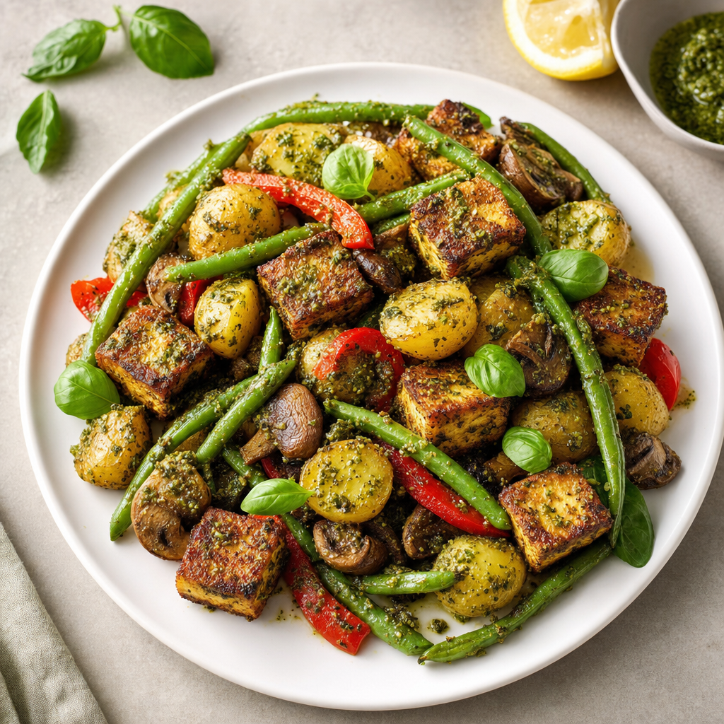 Pesto Tofu Potato Green Beans