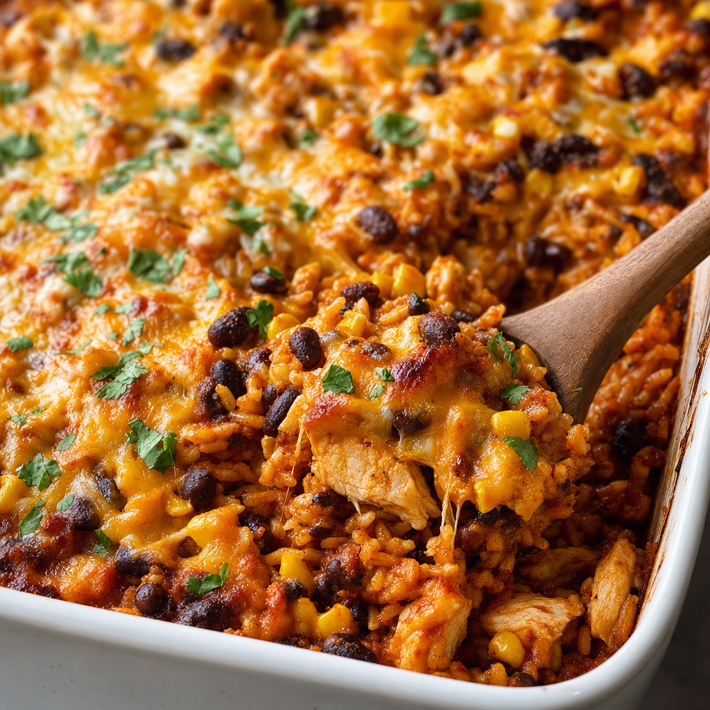 Chicken Enchilada Rice Bake