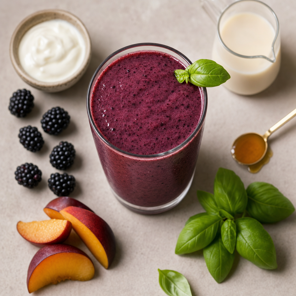 Blackberry Plum Basil Smoothie