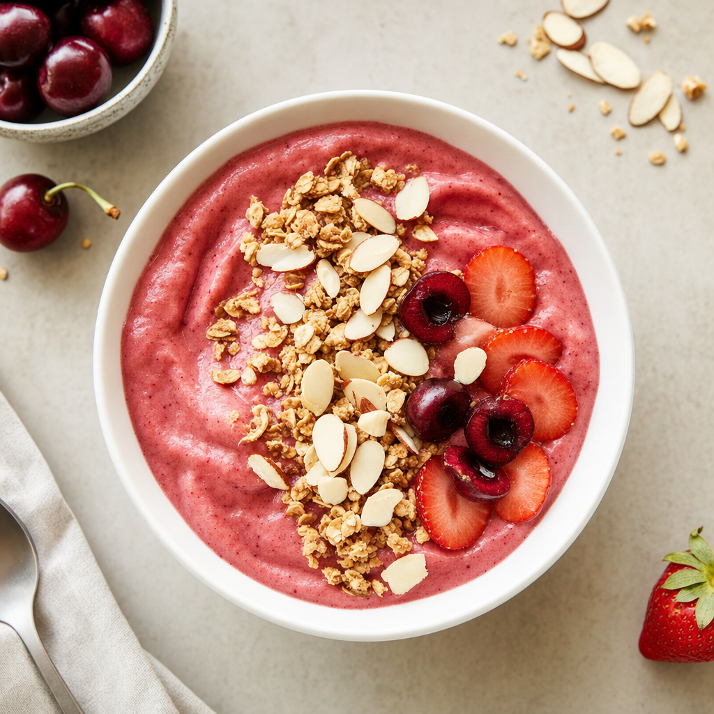Strawberry Cherry Smoothie Bowl