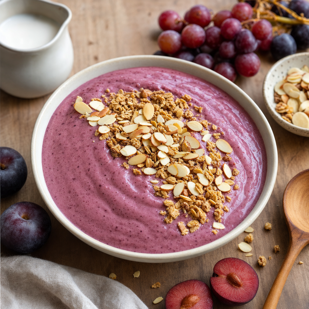 Plum Grape Crunch Smoothie Bowl