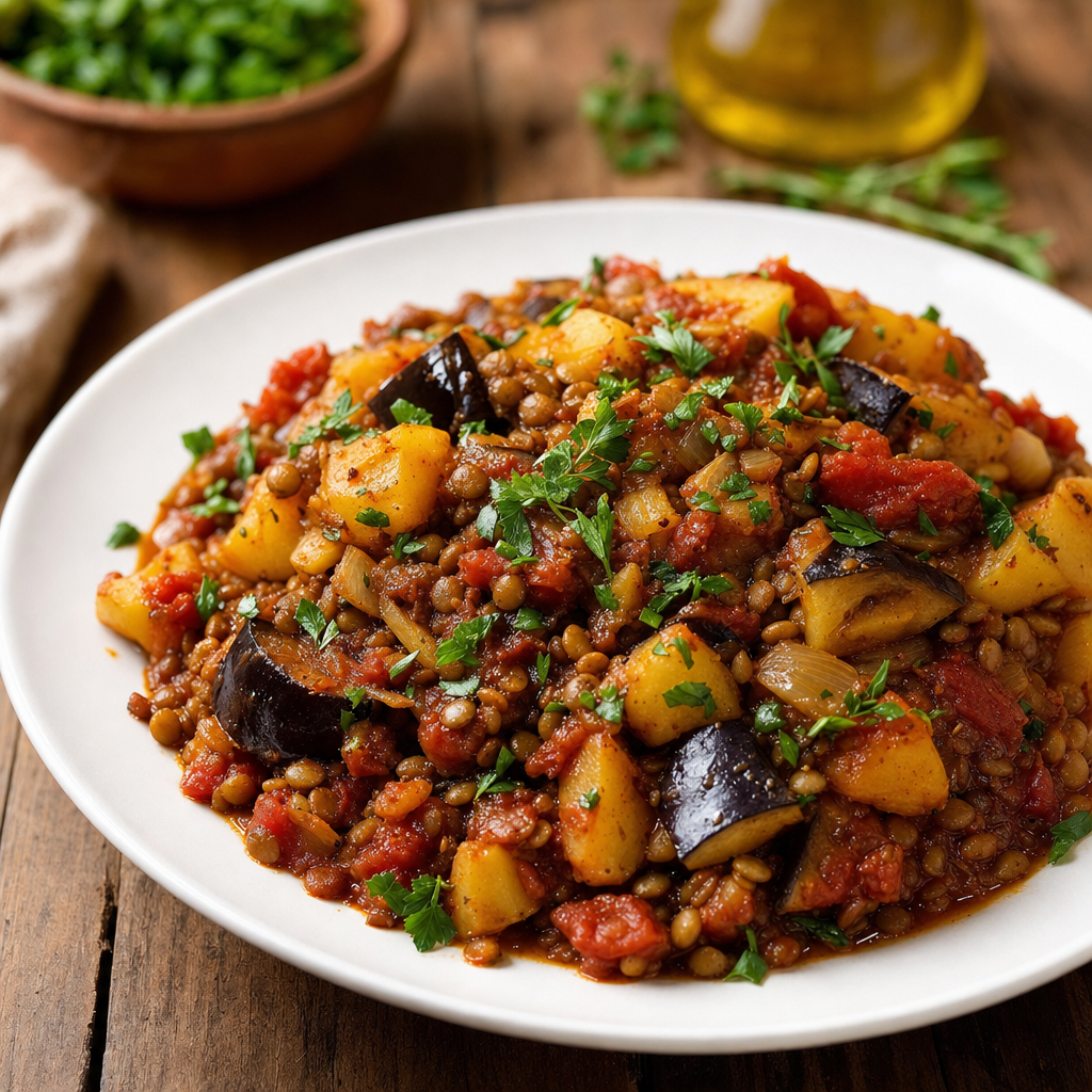 Lentil Eggplant Potato Skillet