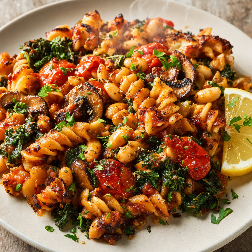 Kale White Bean Rotini Bake