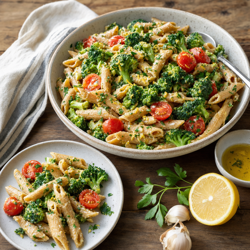 Broccoli Tomato Whole Wheat Pasta with Yogurt