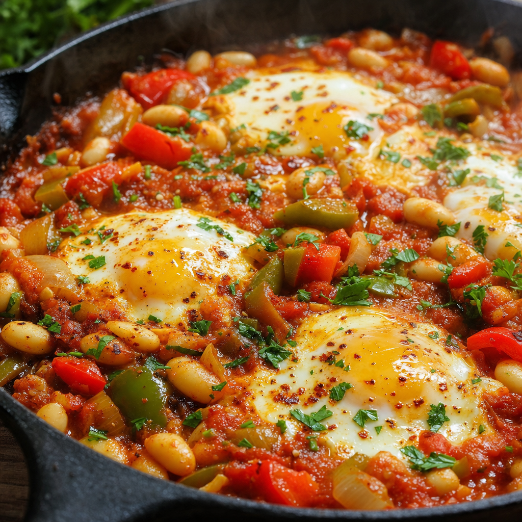 Tomato Pepper White Bean Shakshuka
