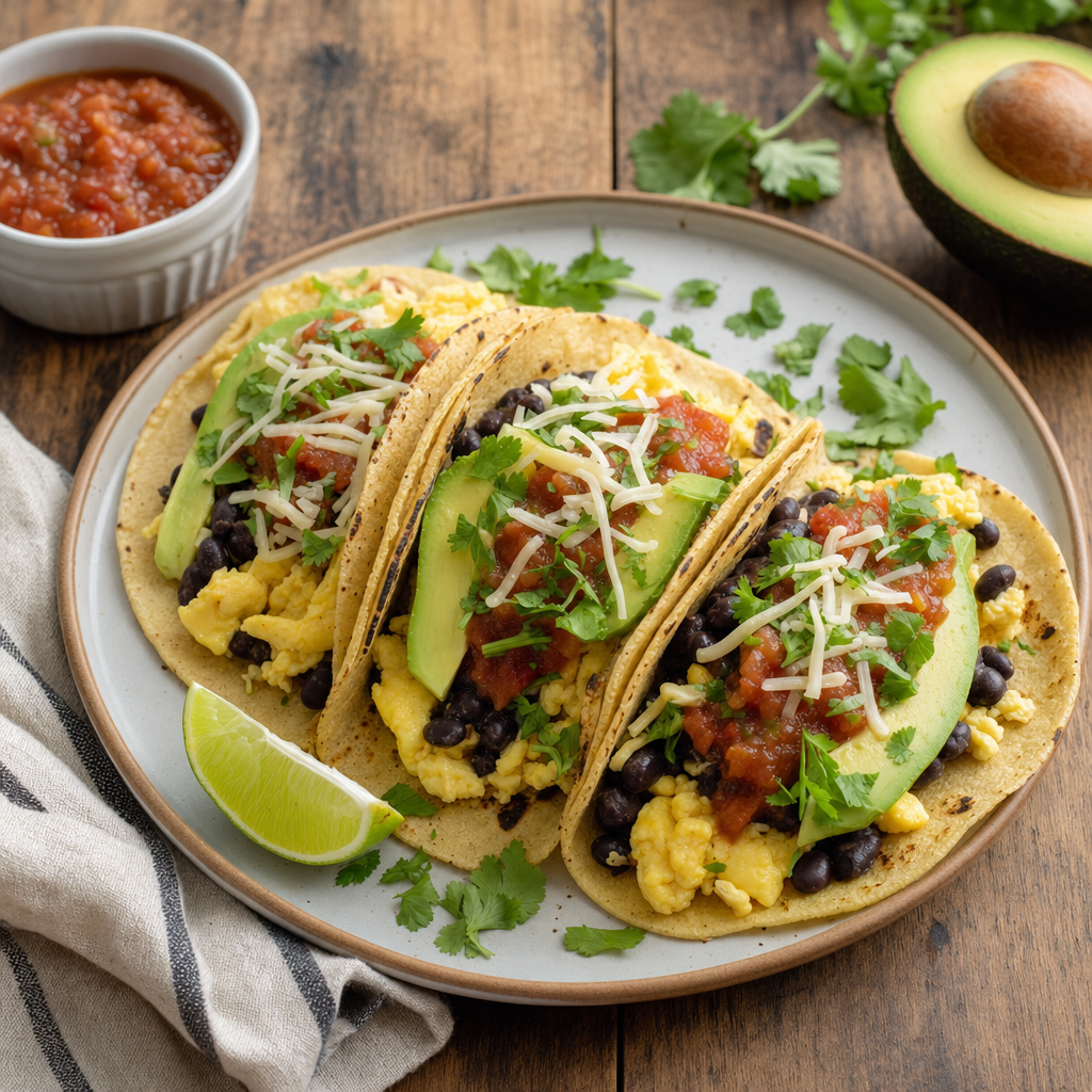 Black Bean Egg Breakfast Tacos