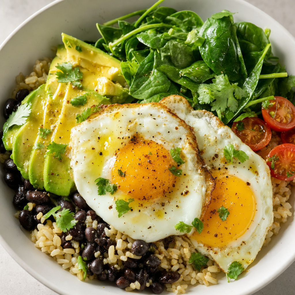 Brown Rice Avocado Egg Bowl