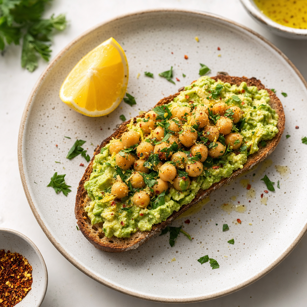Avocado Chickpea Sourdough Toast