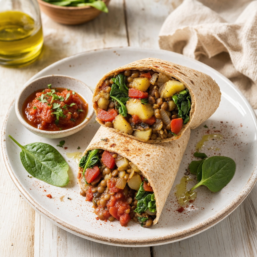 Lentil Veggie Breakfast Burrito