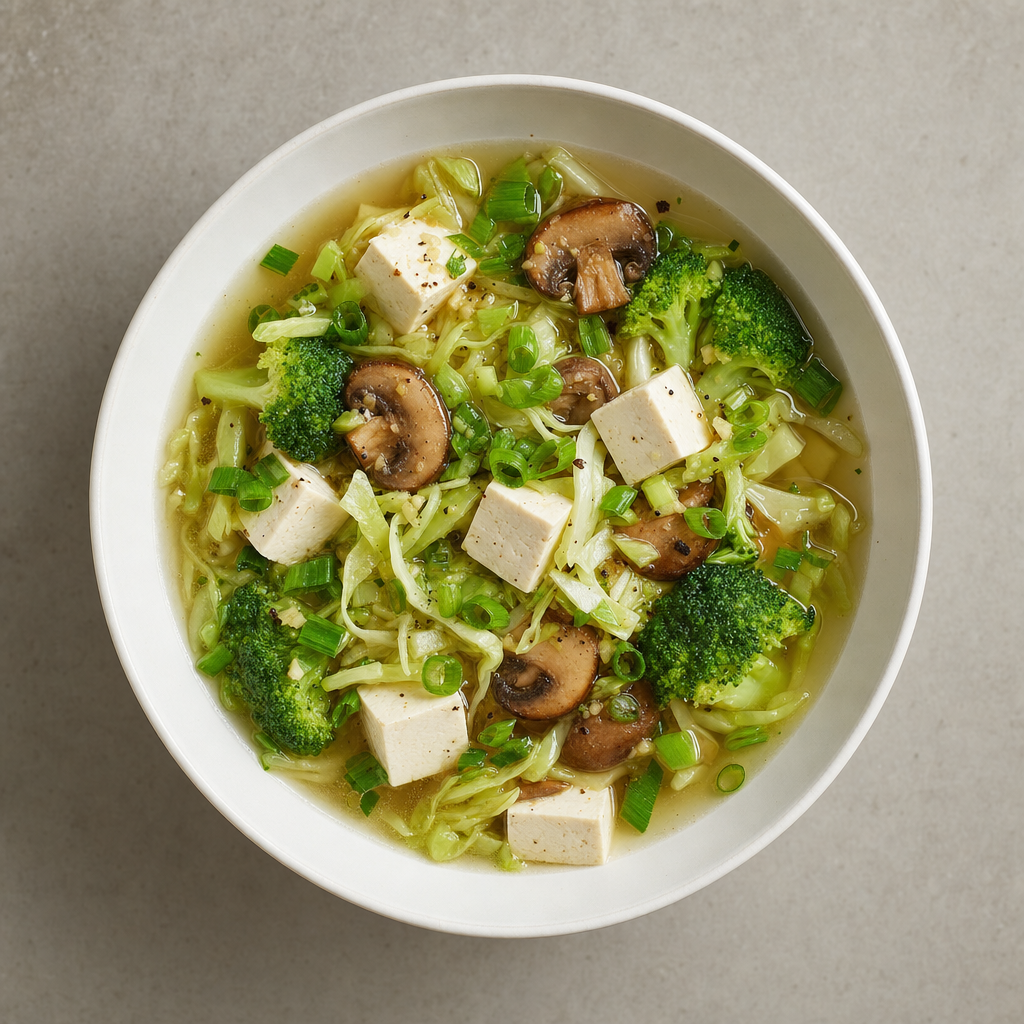 Korean-Inspired Broccoli Mushroom Tofu Soup