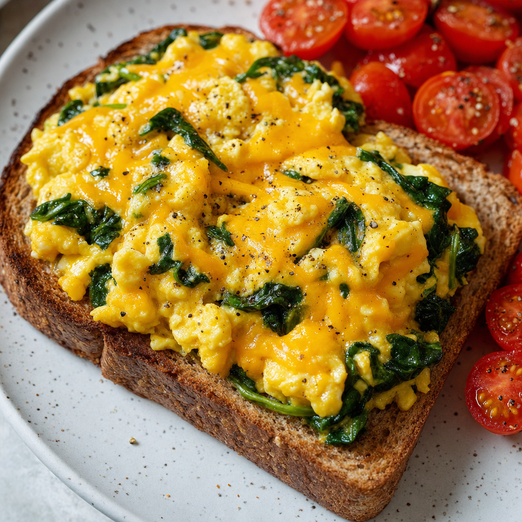 Spinach Cheddar Egg Toast