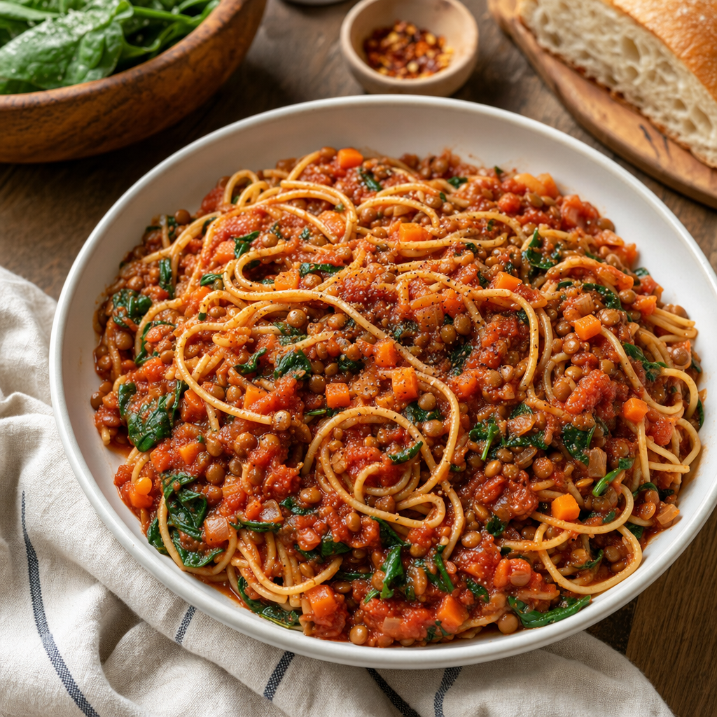 Lentil Tomato Spaghetti