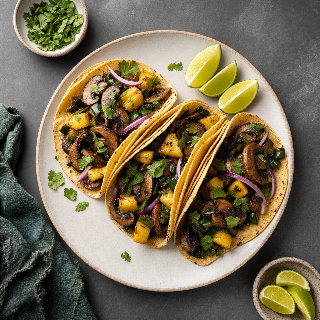 Pineapple Chile Mushroom Tacos