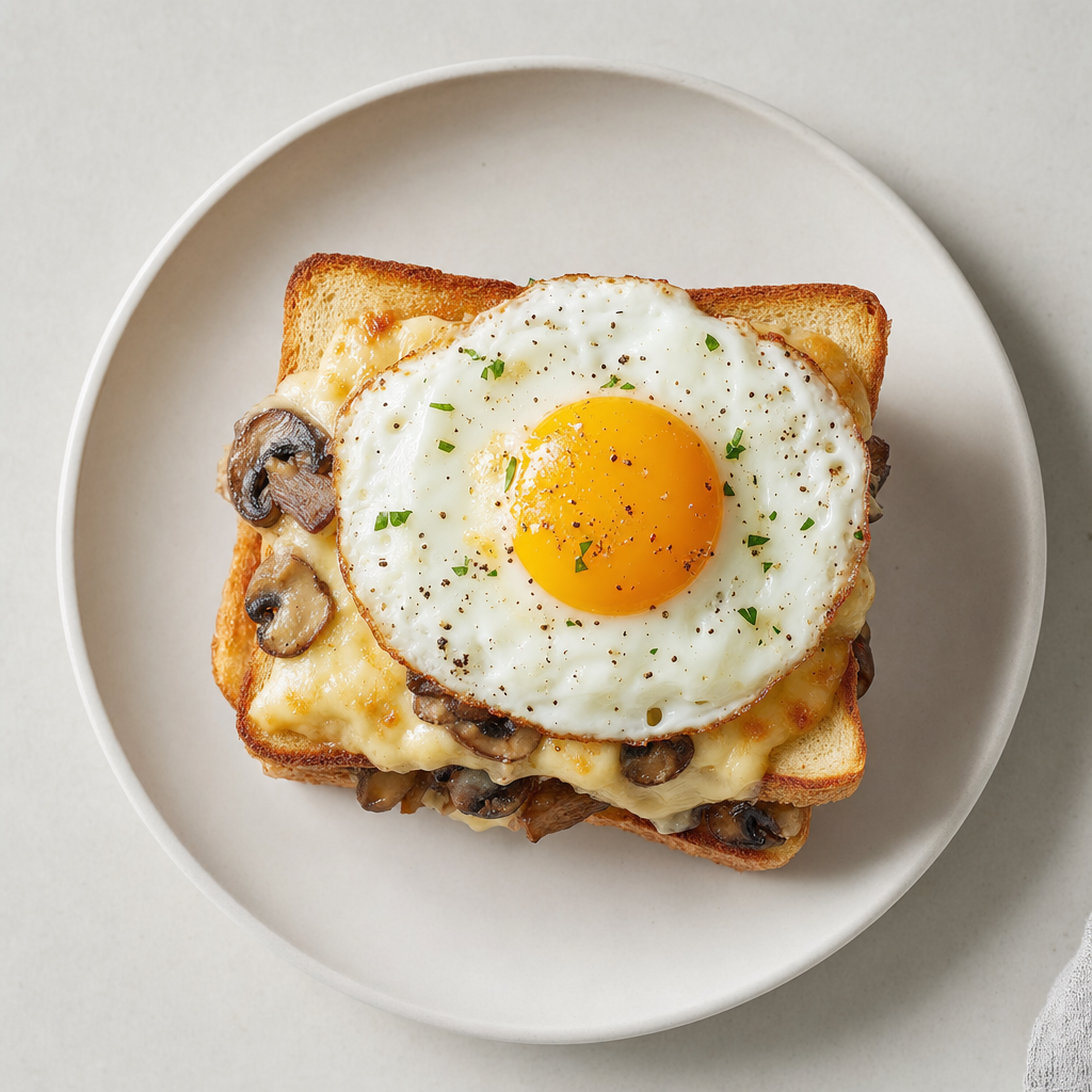 Croque Madame with Mushrooms