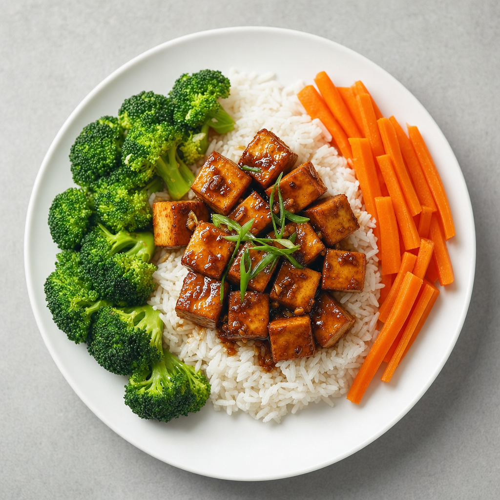 Sweet Soy Glazed Tofu Rice Plate