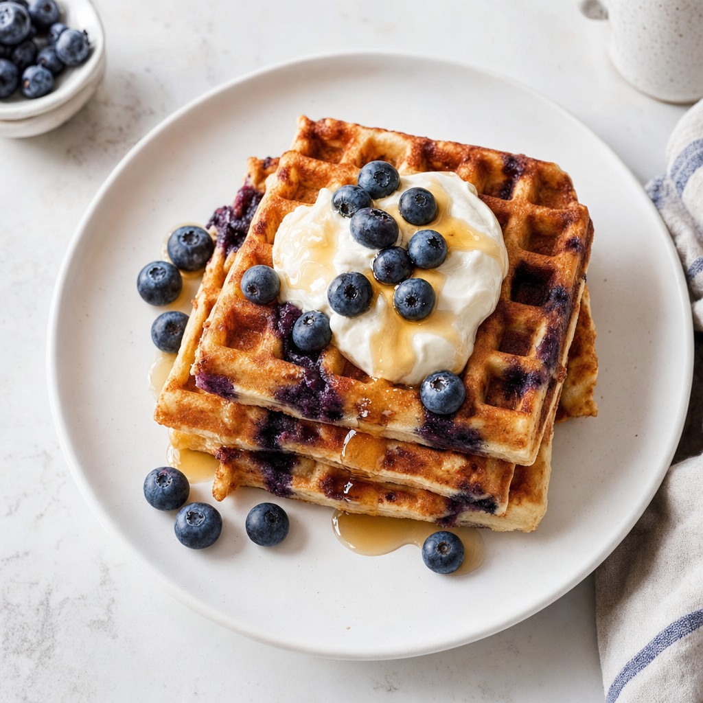 Blueberry Waffles with Maple Yogurt