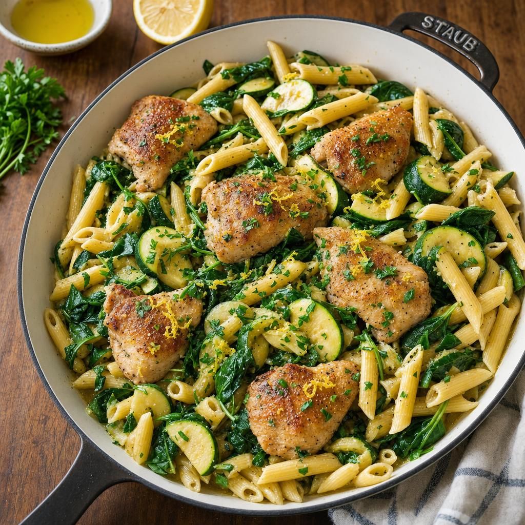Lemony Chicken and Spinach Pasta