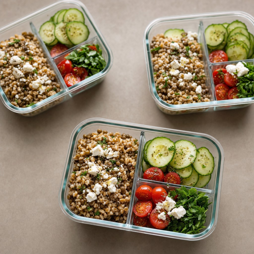 Mediterranean Farro Feta and Lentil Boxes
