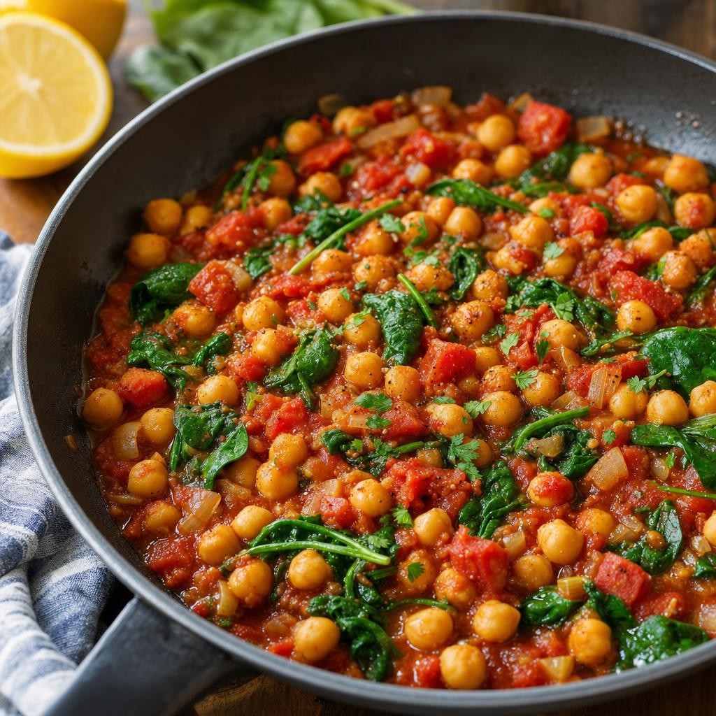 Chickpea Spinach Tomato Skillet