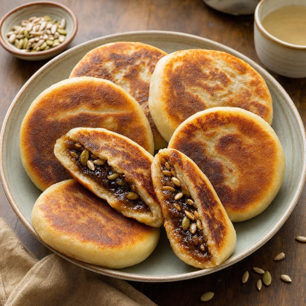 Korean Hotteok with Brown Sugar Seeds recipe combo