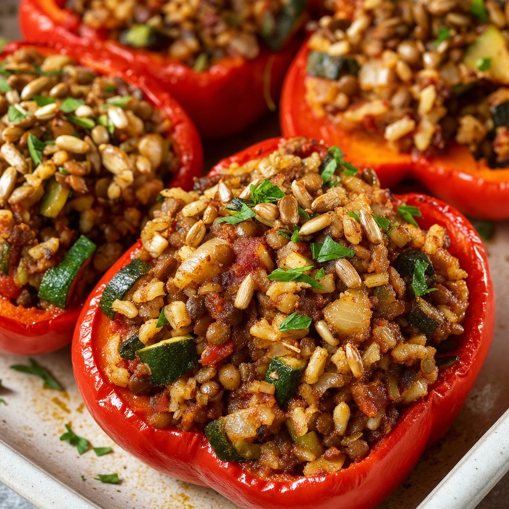 Lentil Brown Rice Stuffed Peppers recipe combo