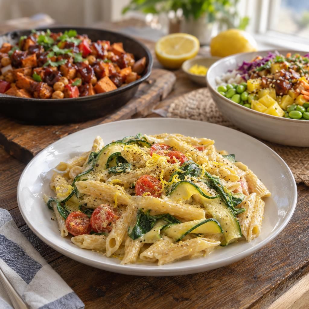 Plant-Powered Family Favorites generated menu image