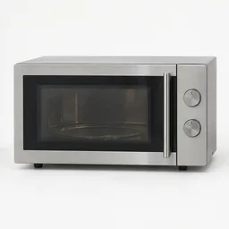 Centered unbranded countertop microwave on a neutral light background, fully visible with generous margins.