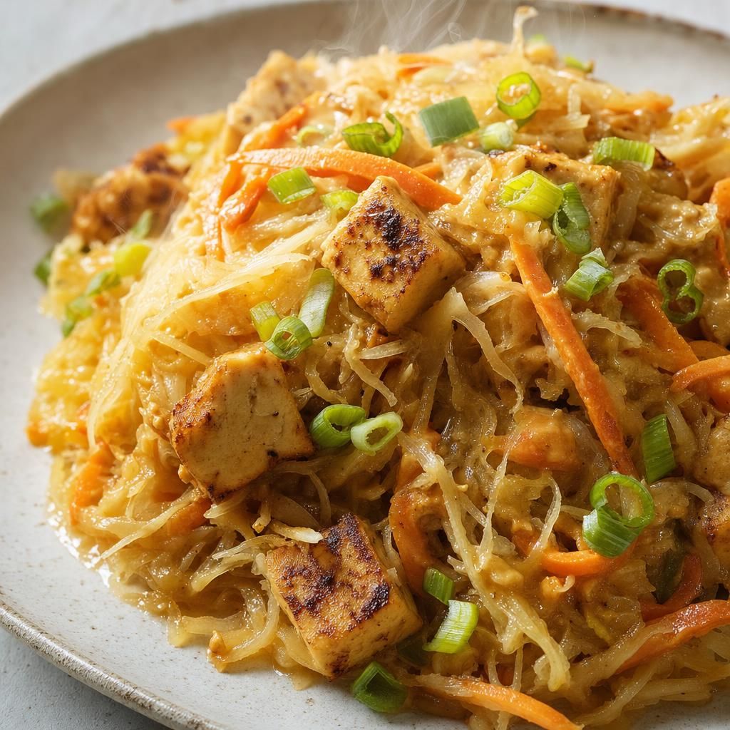 Peanut Tofu Spaghetti Squash