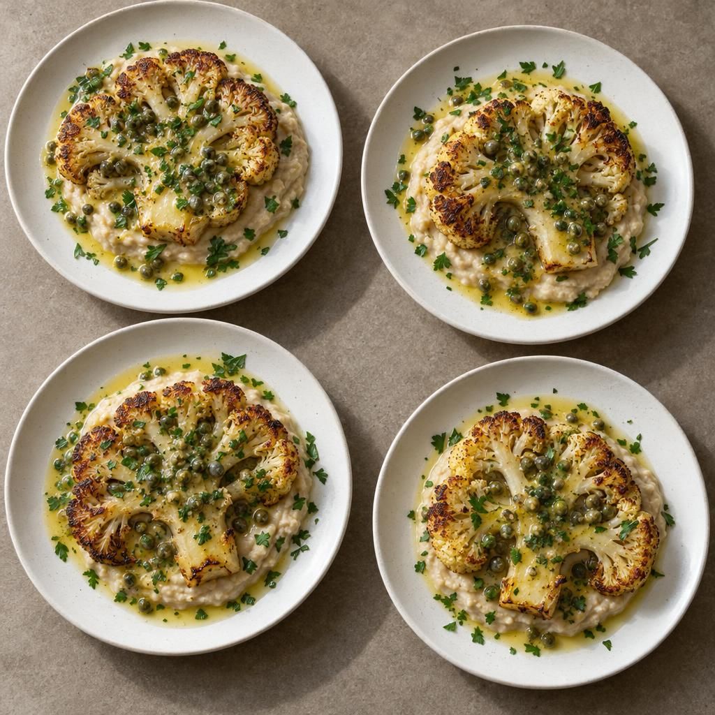 Cauliflower Steaks with Cannellini Mash