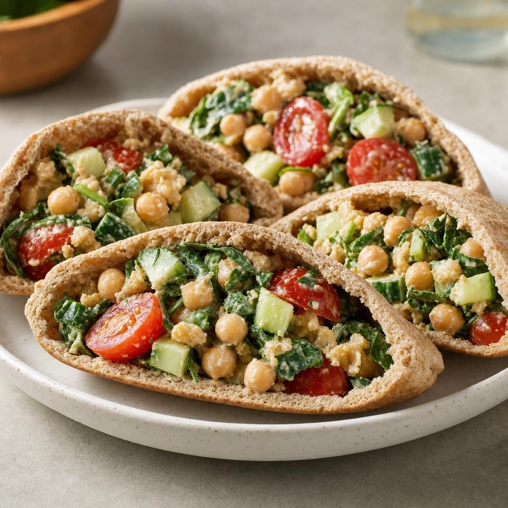Chickpea Cucumber Pita Pockets