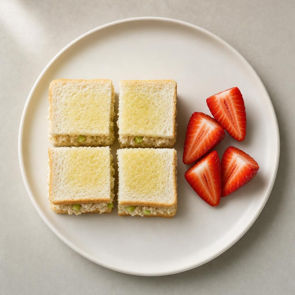 Kids Mild Chicken Salad Sandwich with Strawberries